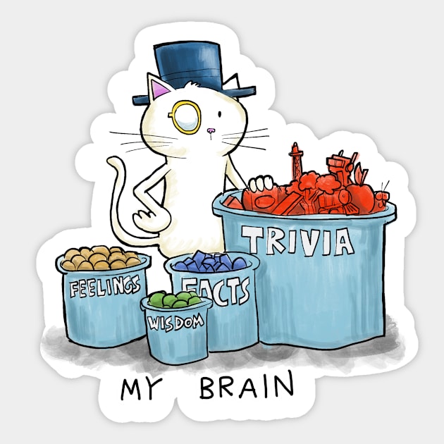 Dapper Cat - Brain ingredients Sticker by johnnybuzt